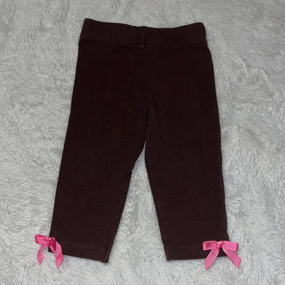 (3 for $10) rare edition 6 month brown leggings with bows baby girl clothes